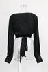 Women's Zimmermann Long Sleeve Wrap Cropped Top in Black Silk