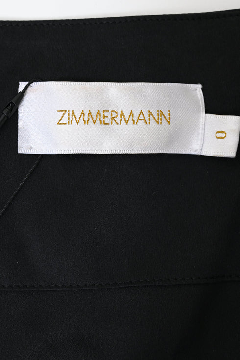 Women's Zimmermann Long Sleeve Wrap Cropped Top in Black Silk