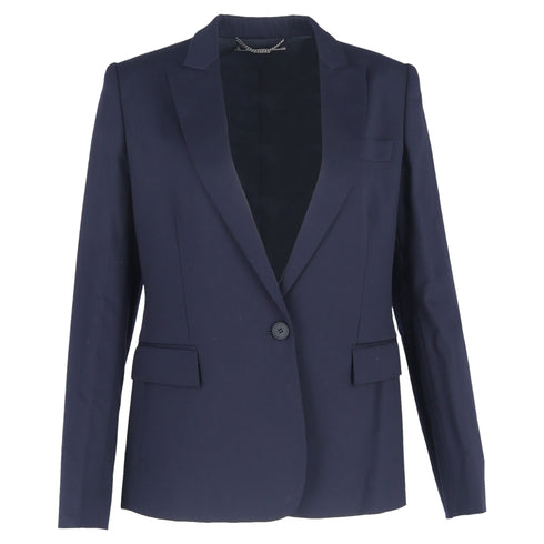 Women's Stella Mccartney Single-Breasted Blazer and Trousers Suit in Navy Blue Wool