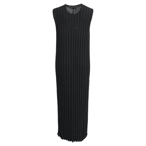 Women's Joseph ribbed-Knit Sleeveless Midi Dress in Black Viscose