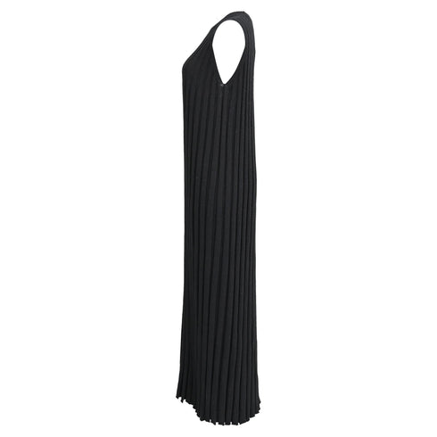 Women's Joseph ribbed-Knit Sleeveless Midi Dress in Black Viscose