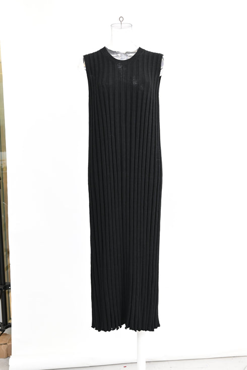 Women's Joseph ribbed-Knit Sleeveless Midi Dress in Black Viscose