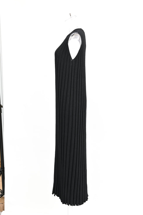 Women's Joseph ribbed-Knit Sleeveless Midi Dress in Black Viscose