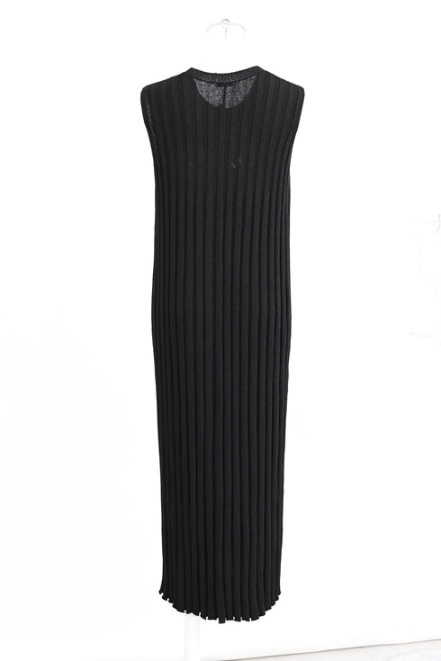 Women's Joseph ribbed-Knit Sleeveless Midi Dress in Black Viscose