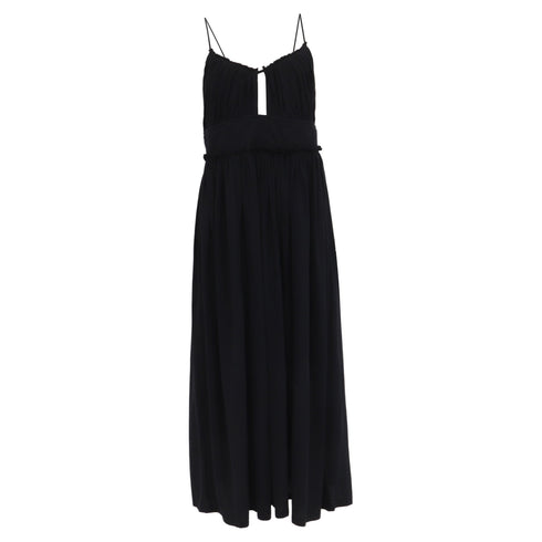 Women's Ulla Johnson Freya Cut Out Accent Midi Dress in Black Cotton