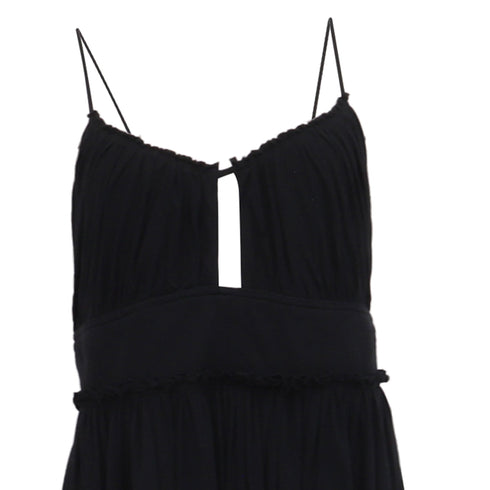 Women's Ulla Johnson Freya Cut Out Accent Midi Dress in Black Cotton