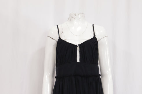 Women's Ulla Johnson Freya Cut Out Accent Midi Dress in Black Cotton