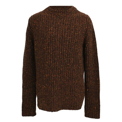 Men's Jil Sander Knitted Round Neck Sweater in Brown Alpaca Wool