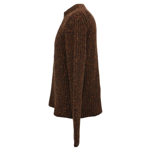 Men's Jil Sander Knitted Round Neck Sweater in Brown Alpaca Wool