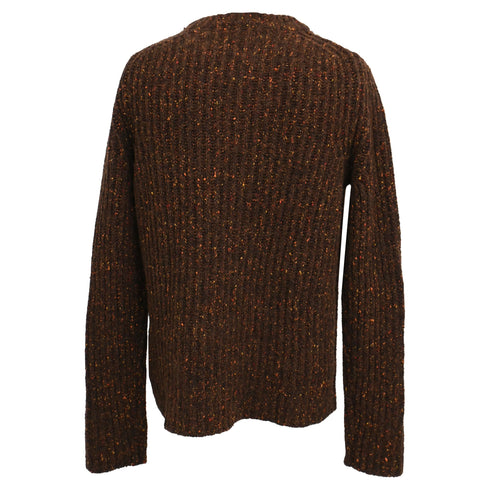 Men's Jil Sander Knitted Round Neck Sweater in Brown Alpaca Wool