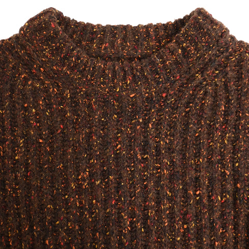 Men's Jil Sander Knitted Round Neck Sweater in Brown Alpaca Wool