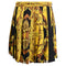 Women's Moschino Couture Baroque-Print Pleated Mini Skirt in Gold Polyester