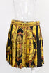 Women's Moschino Couture Baroque-Print Pleated Mini Skirt in Gold Polyester