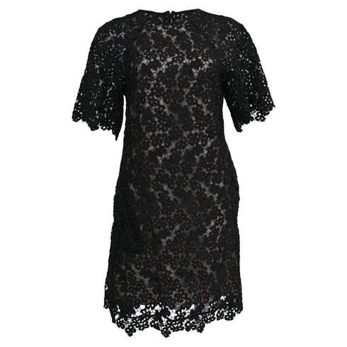 Women's Erdem Aliya Floral-Lace Mini Dress in Black Polyester