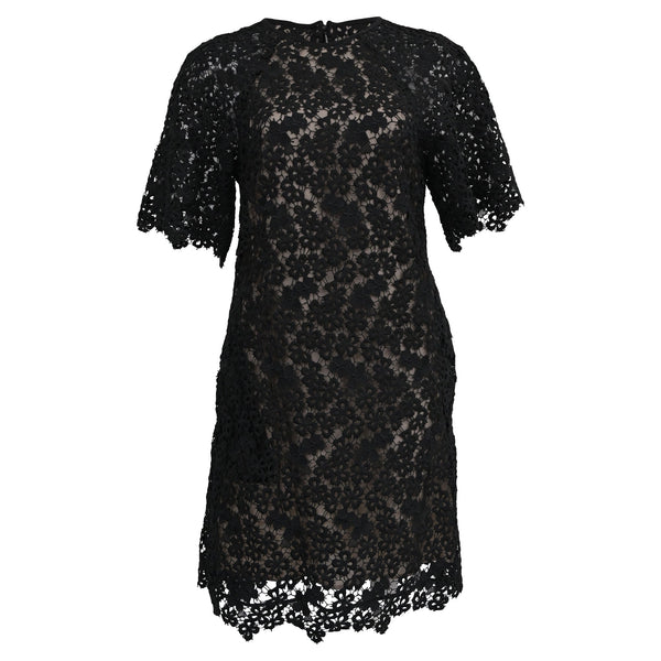Women's Erdem Aliya Floral-Lace Mini Dress in Black Polyester