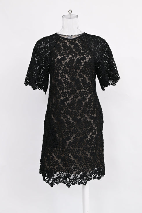 Women's Erdem Aliya Floral-Lace Mini Dress in Black Polyester