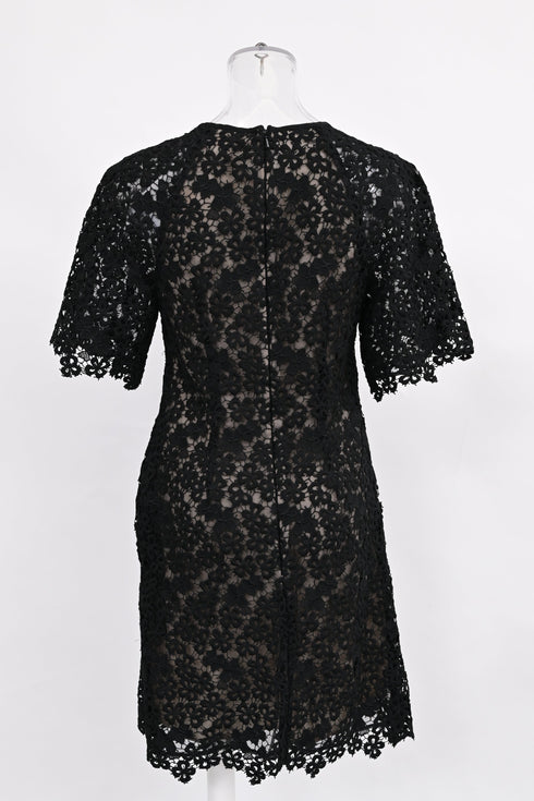 Women's Erdem Aliya Floral-Lace Mini Dress in Black Polyester