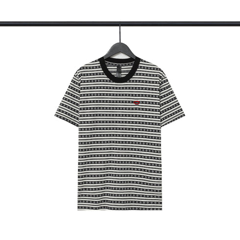 Chrome Heart T Shirts Poison Home Stripe Jacquard Embroidery Short Sleeve Couple T-Shirt