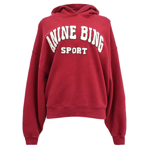 Women's Anine Bing Alec Hoodie in Red Cotton