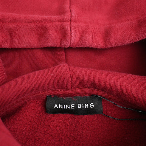 Women's Anine Bing Alec Hoodie in Red Cotton