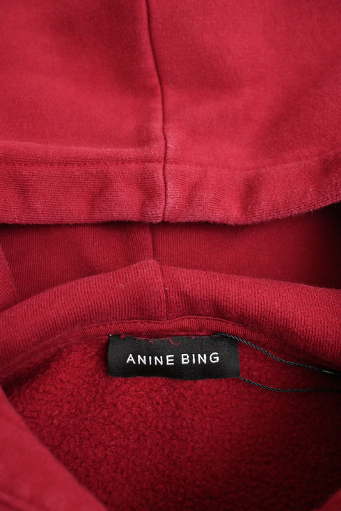 Women's Anine Bing Alec Hoodie in Red Cotton