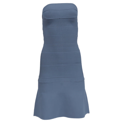 Women's Herve Leger Strapless Mini Dress in Light Blue Rayon