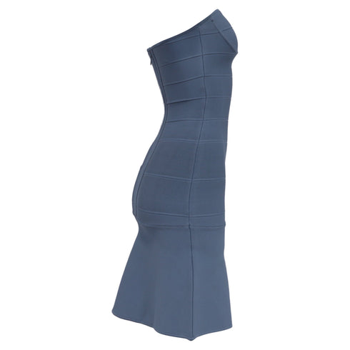 Women's Herve Leger Strapless Mini Dress in Light Blue Rayon