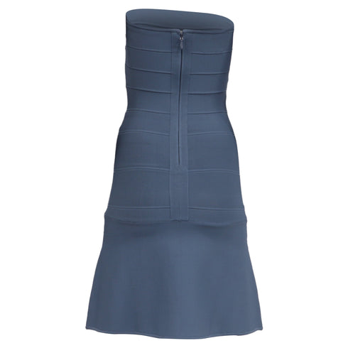 Women's Herve Leger Strapless Mini Dress in Light Blue Rayon