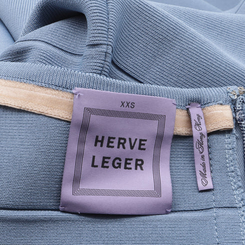 Women's Herve Leger Strapless Mini Dress in Light Blue Rayon
