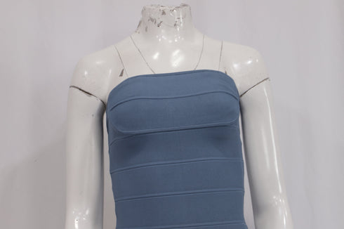 Women's Herve Leger Strapless Mini Dress in Light Blue Rayon