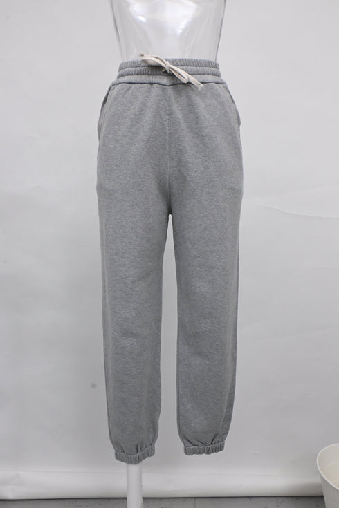 Women's Miu Miu Embroidered Logo Track Pants in Grey Cotton