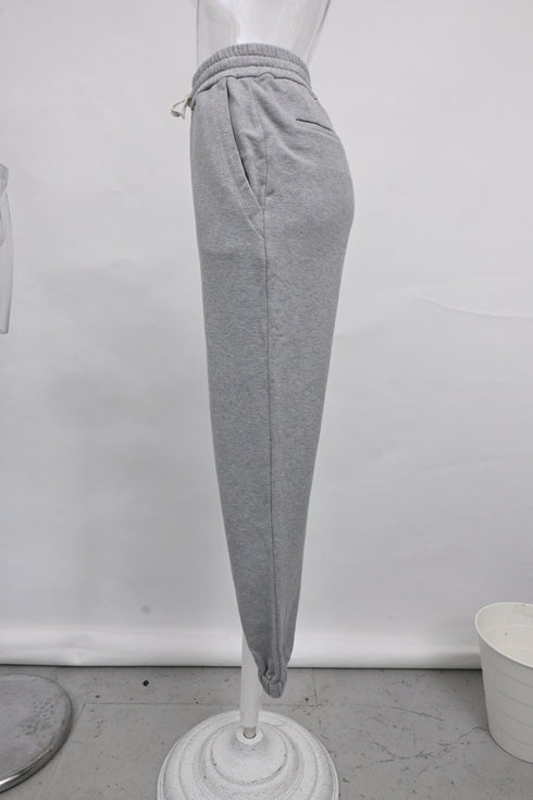 Women's Miu Miu Embroidered Logo Track Pants in Grey Cotton