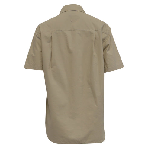 Women's Vince Short Sleeve Poplin Button-Up Shirt in Khaki Cotton