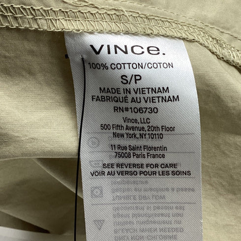 Women's Vince Short Sleeve Poplin Button-Up Shirt in Khaki Cotton