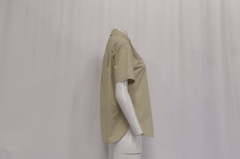 Women's Vince Short Sleeve Poplin Button-Up Shirt in Khaki Cotton