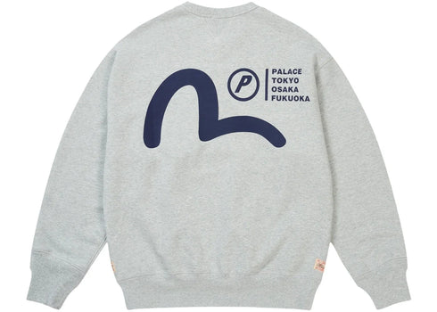 Palace x Evisu Crew Grey Marl