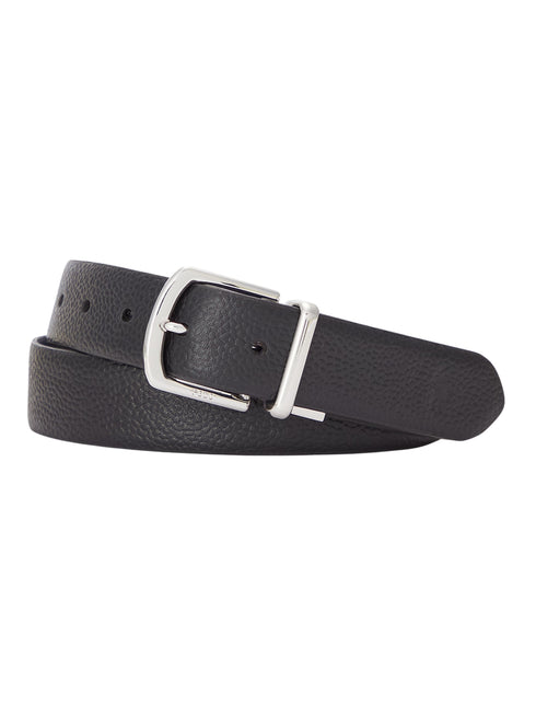 RALPH LAUREN Reversible Pebble Leather Belt Black/Navy