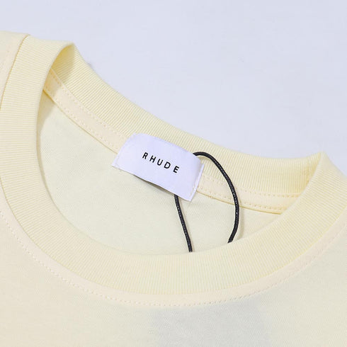 Rhude T-shirts Blue Sunset Print Cotton Casual Short Sleeve Men and Women