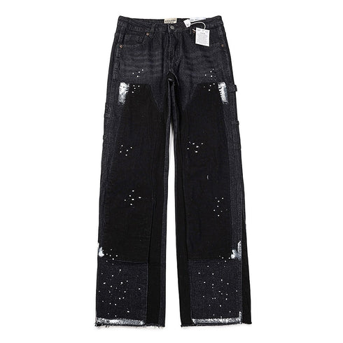 Gallery Dept Jeans handmade ink splashing splicing contrasting color micro-pull denim trousers
