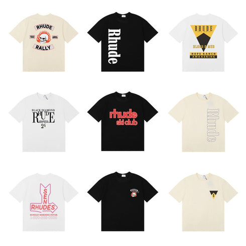 Rhude T-shirt Micro Label Letter Skull Print Short Sleeve T-shirt