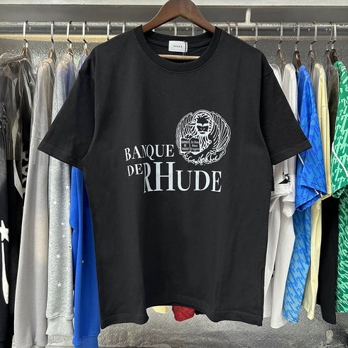 Rhude T-shirts Egyptian Pharaoh Print Cotton Casual Short Sleeves Men and Women