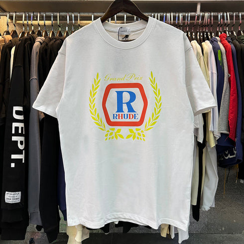 Rhude T-shirts Printed Cotton Loose Short Sleeves Men and Women