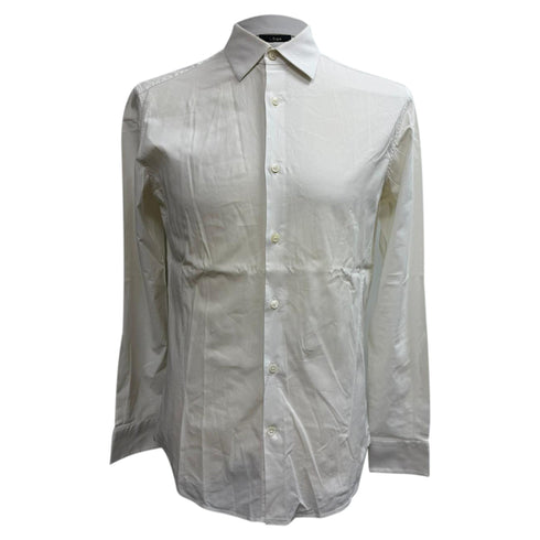 Men's Z Zegna Button-Down Long Sleeve Shirt in White Cotton