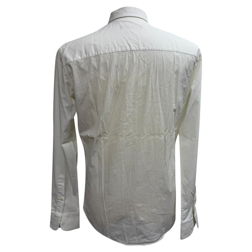 Men's Z Zegna Button-Down Long Sleeve Shirt in White Cotton