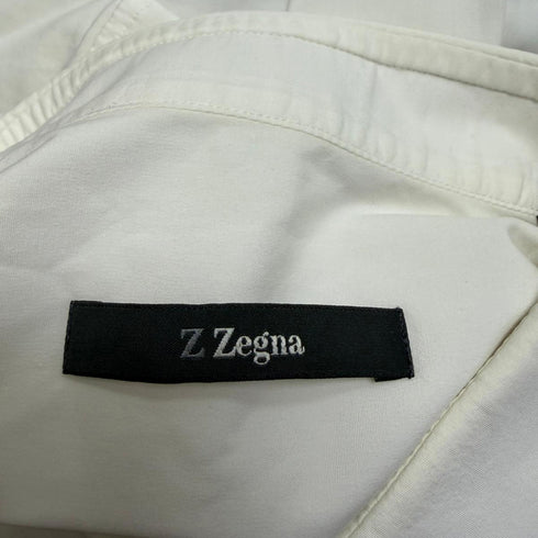 Men's Z Zegna Button-Down Long Sleeve Shirt in White Cotton