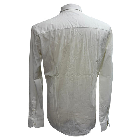 Men's Z Zegna Button-Down Long Sleeve Shirt in White Cotton