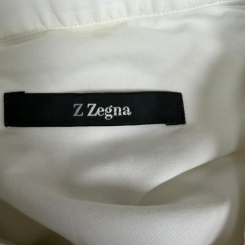 Men's Z Zegna Button-Down Long Sleeve Shirt in White Cotton