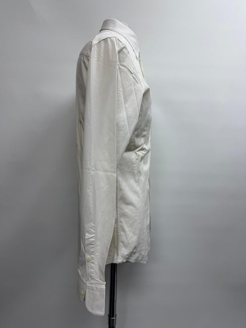 Men's Z Zegna Button-Down Long Sleeve Shirt in White Cotton