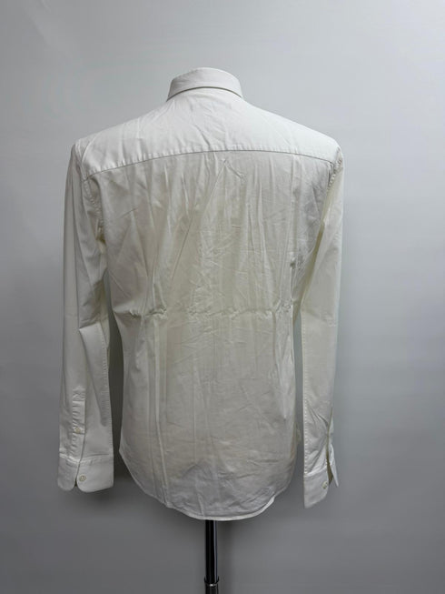 Men's Z Zegna Button-Down Long Sleeve Shirt in White Cotton