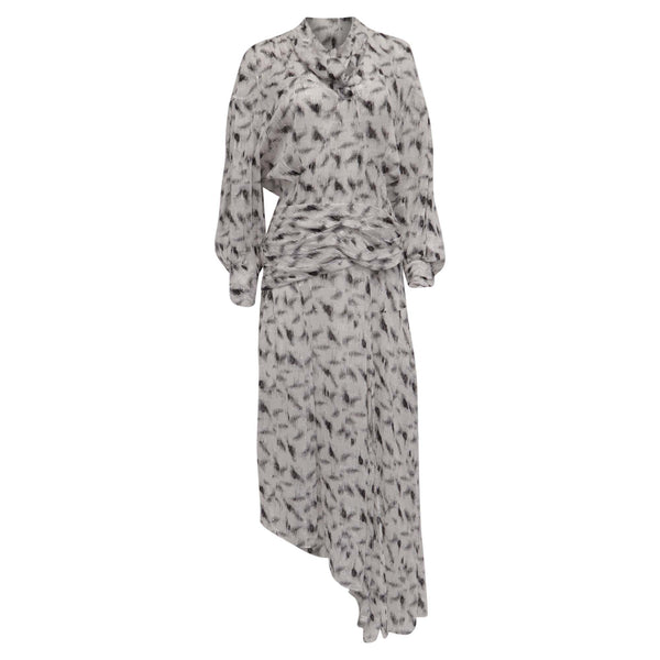 Women's Iro Jensen Asymmetric Printed Midi Dress in White Viscose